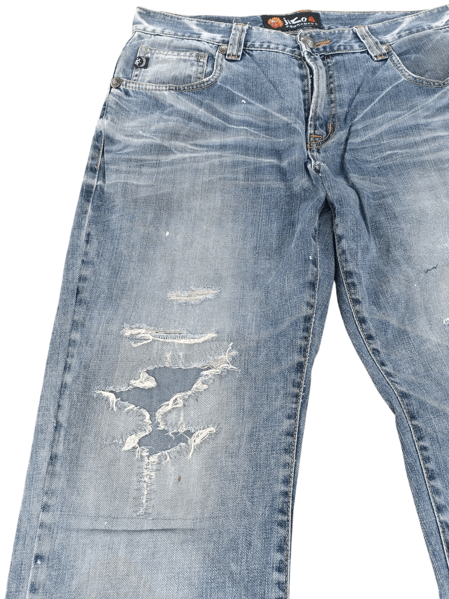 Japanese Brand Japanese Brand JIZO Distressed Embroidery Rare Design E189 Size US 33 - 3 Thumbnail