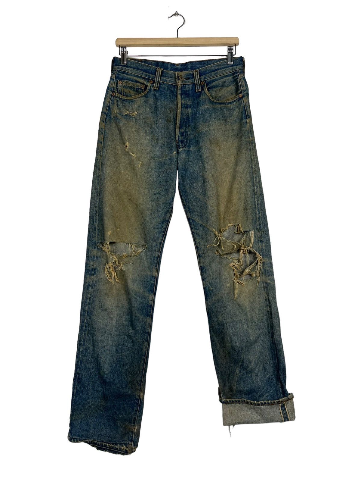 Levi's × Levi's Vintage Clothing × Vintage 🔥 90s VINTAGE LEVIS BIG E RED LINE DYED DISTRESS DENIM Size US 30 / EU 46 - 11 Thumbnail