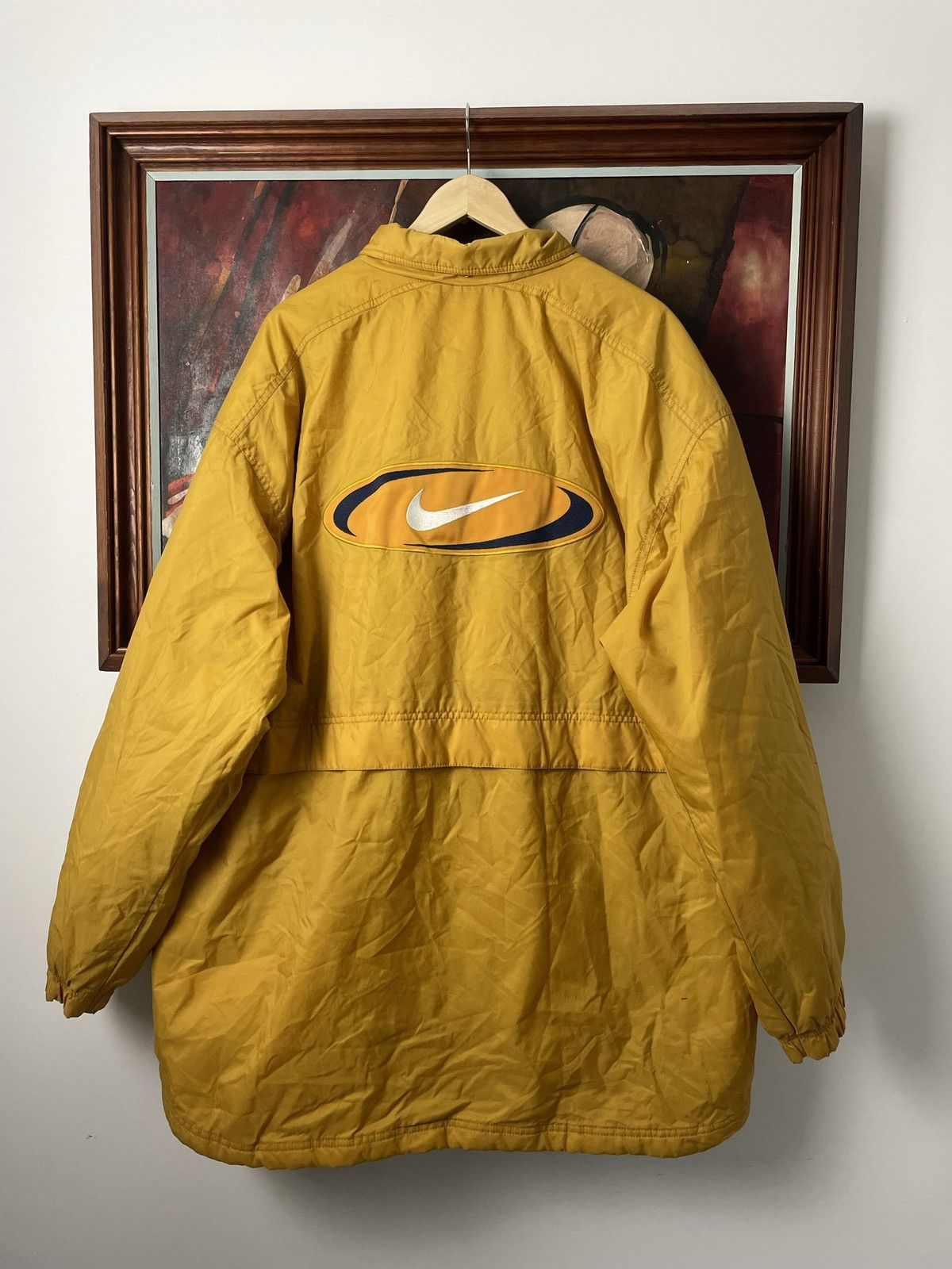 Nike Vintage 90s Nike Big Logo Yellow Jacket Parka Streetwear Size US XL / EU 56 / 4 - 1 Thumbnail
