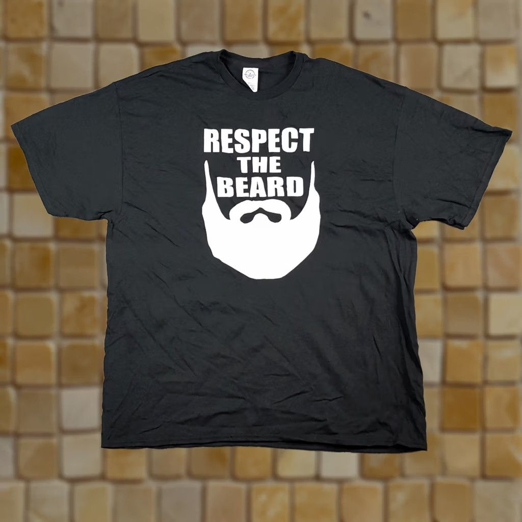 Delta Y2K Respect The Beard Funny Manly Men's 2XL Black Retro T Shirt Size US XXL / EU 58 / 5 - 1 Thumbnail