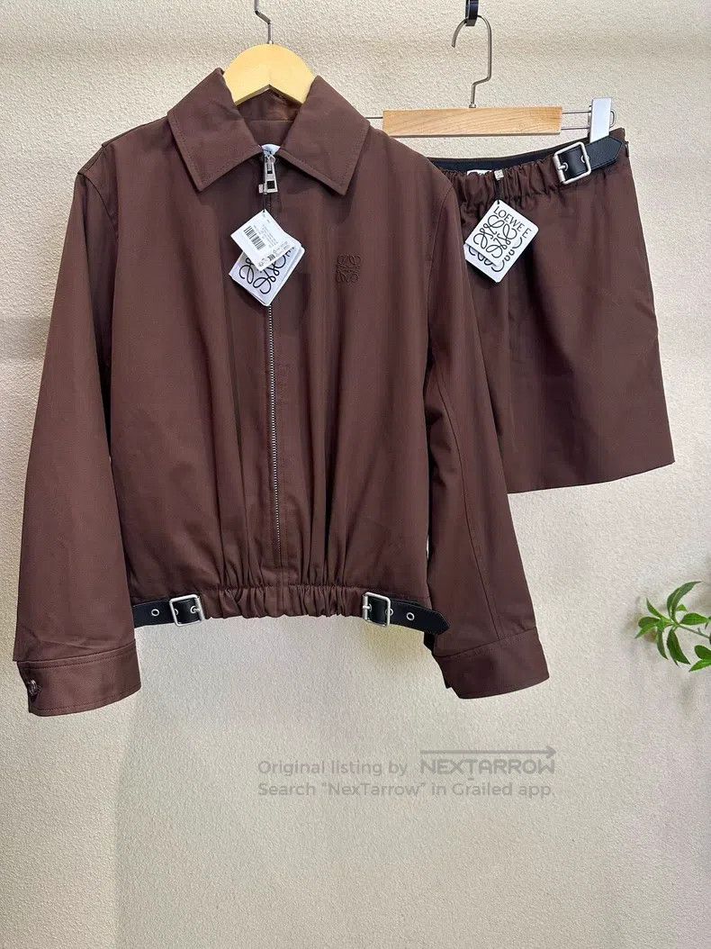 Loewe 25 Year Show Model Brown Short Coat and Skirt Set
