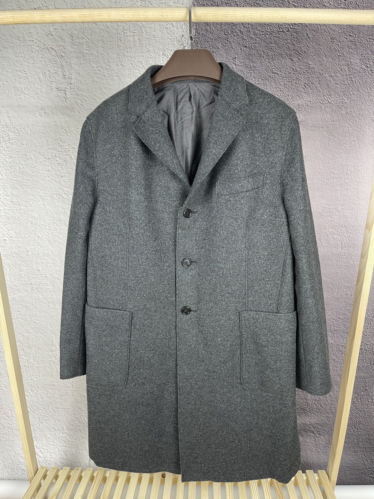 Z Zegna Z Zegna grey single breasted wool unlined trench coat logo Size US L / EU 52-54 / 3 - 2 Thumbnail