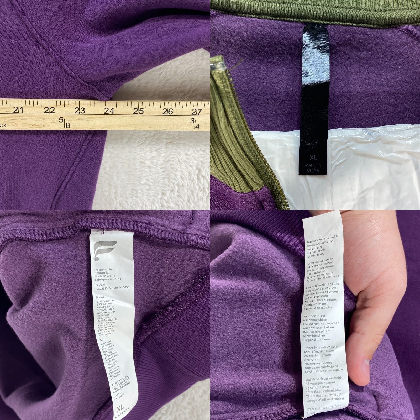 Fabletics Fabletics Mens XL Purple The Go To 1/4 Zip Pullover Mock Neck Sweatshirt NWT Shirt Adult XL Purple Size US XL / EU 56 / 4 - 8 Thumbnail