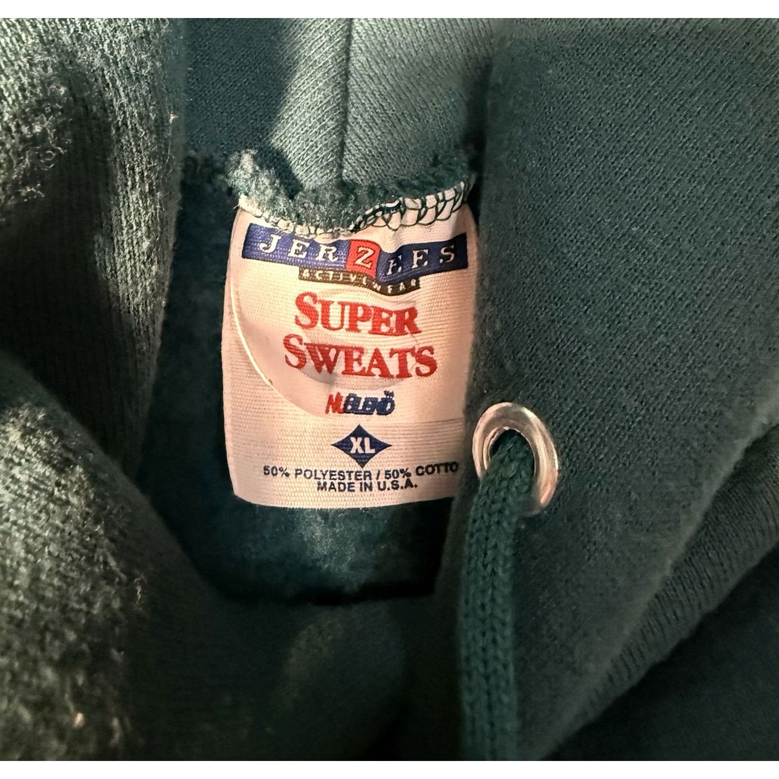 Jerzees VINTAGE Jerzees Hoodie 90s Super Sweats Mens XL Made In USA Eagles Green Size US XL / EU 56 / 4 - 5 Thumbnail