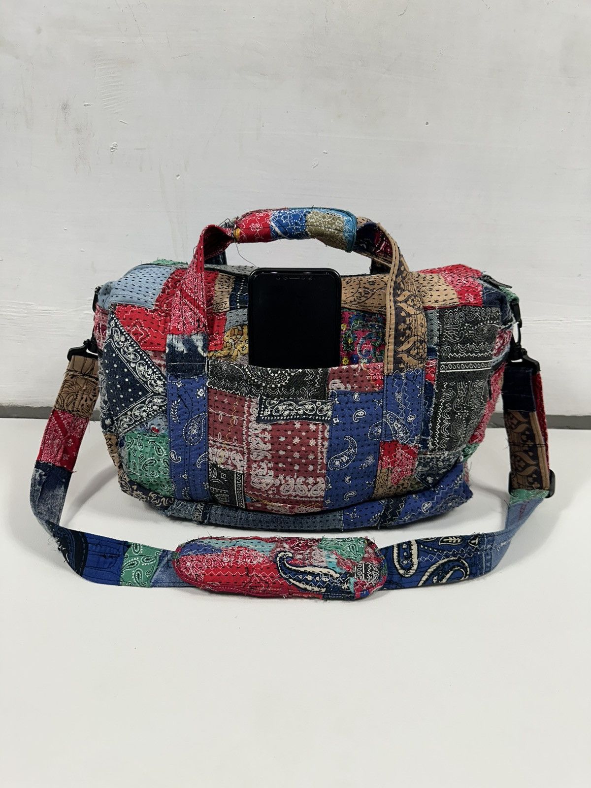 Handmade Custom Made Distressed Patchwork Boro Paisley Sling bag Size ONE SIZE - 4 Thumbnail