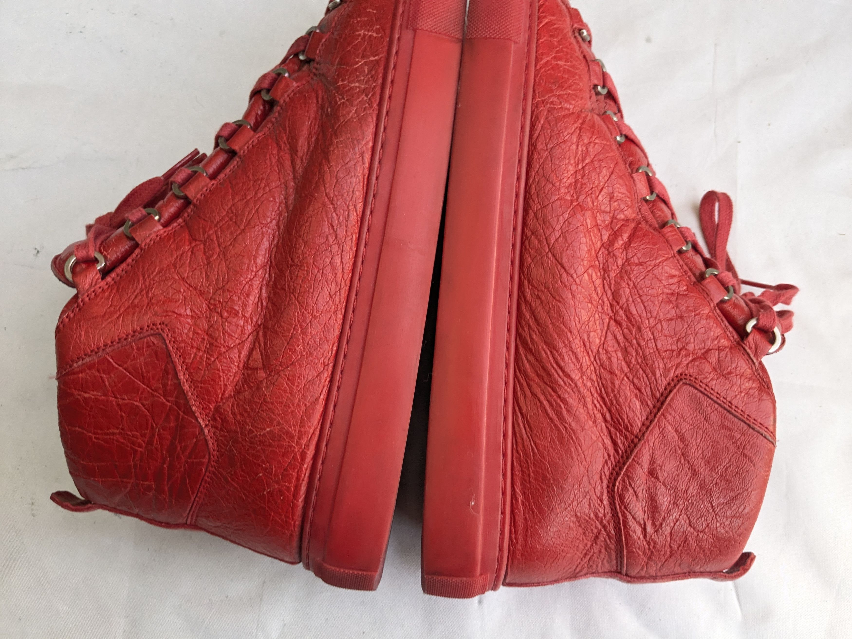 Balenciaga Balenciaga Arena Red 11 Leather High Tops Lace Up Size US 11 / EU 44 - 7 Thumbnail