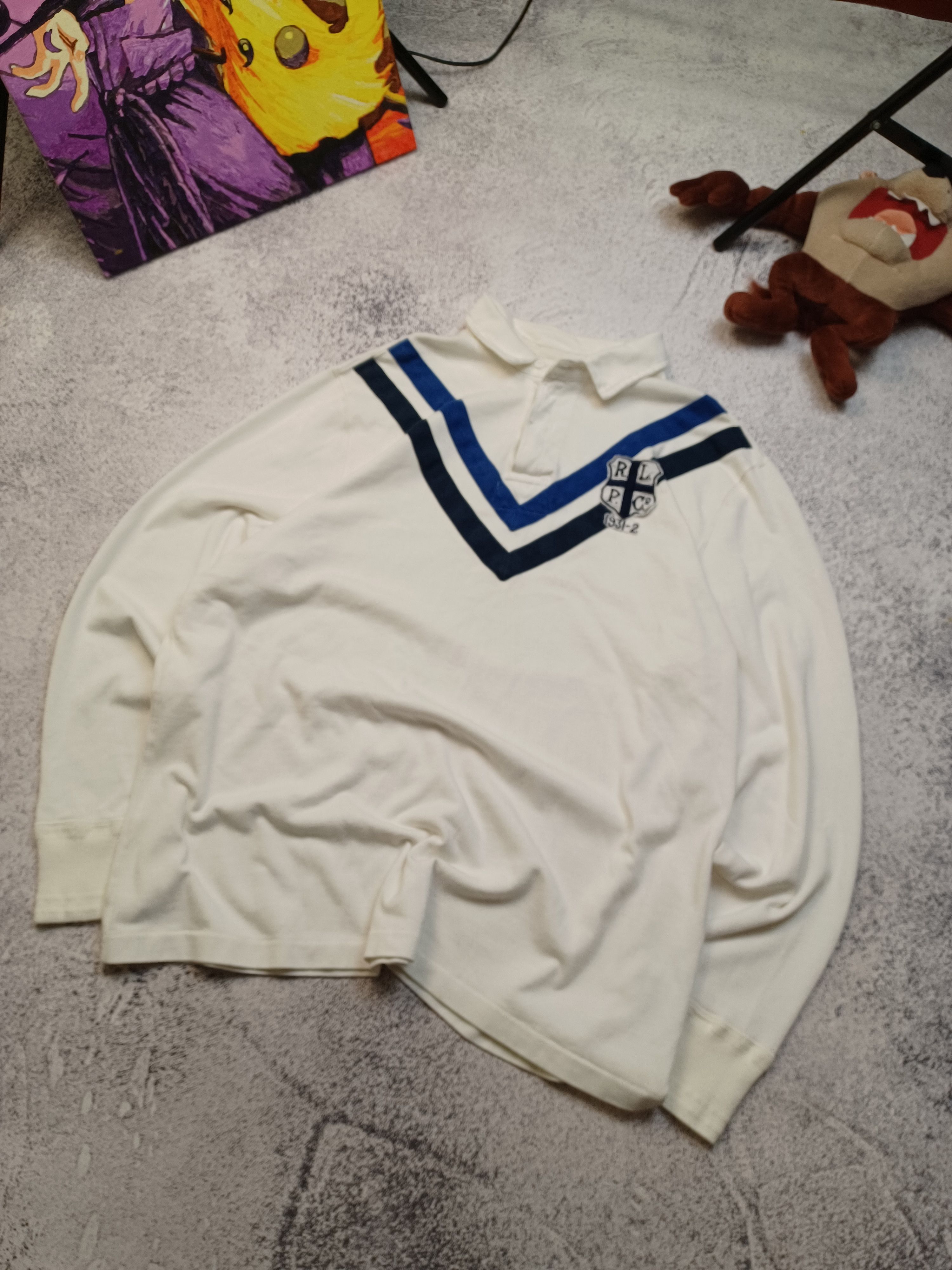 Polo Ralph Lauren Vintage 90s White Polo Ralph Lauren Regby Shirt Size US XL / EU 56 / 4 - 2 Thumbnail