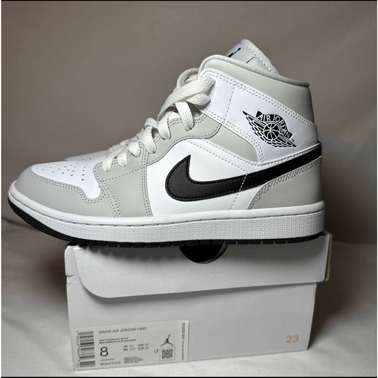 Jordan Brand × Nike Size 8 - Wmns Air Jordan 1 Mid Grey Fog Women's Shoes Size US 8 / IT 38 - 8 Thumbnail