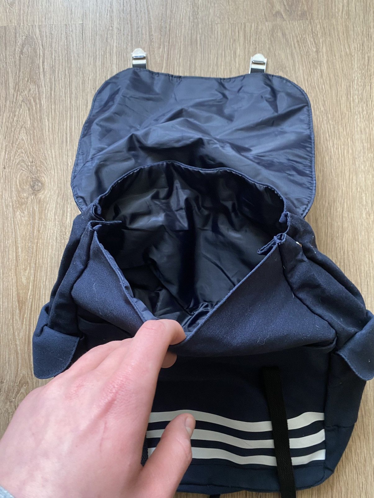 Jean Paul Gaultier × Vintage JPG Jean Paul Gaultier canvas backpack navy striped Size ONE SIZE - 5 Thumbnail