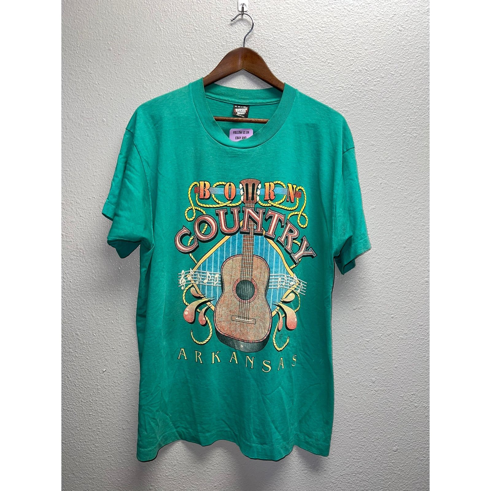Vintage Vintage Country Music Shirt Born Guitar Arkansas Teal Tee XL Size US XL / EU 56 / 4 - 1 Thumbnail