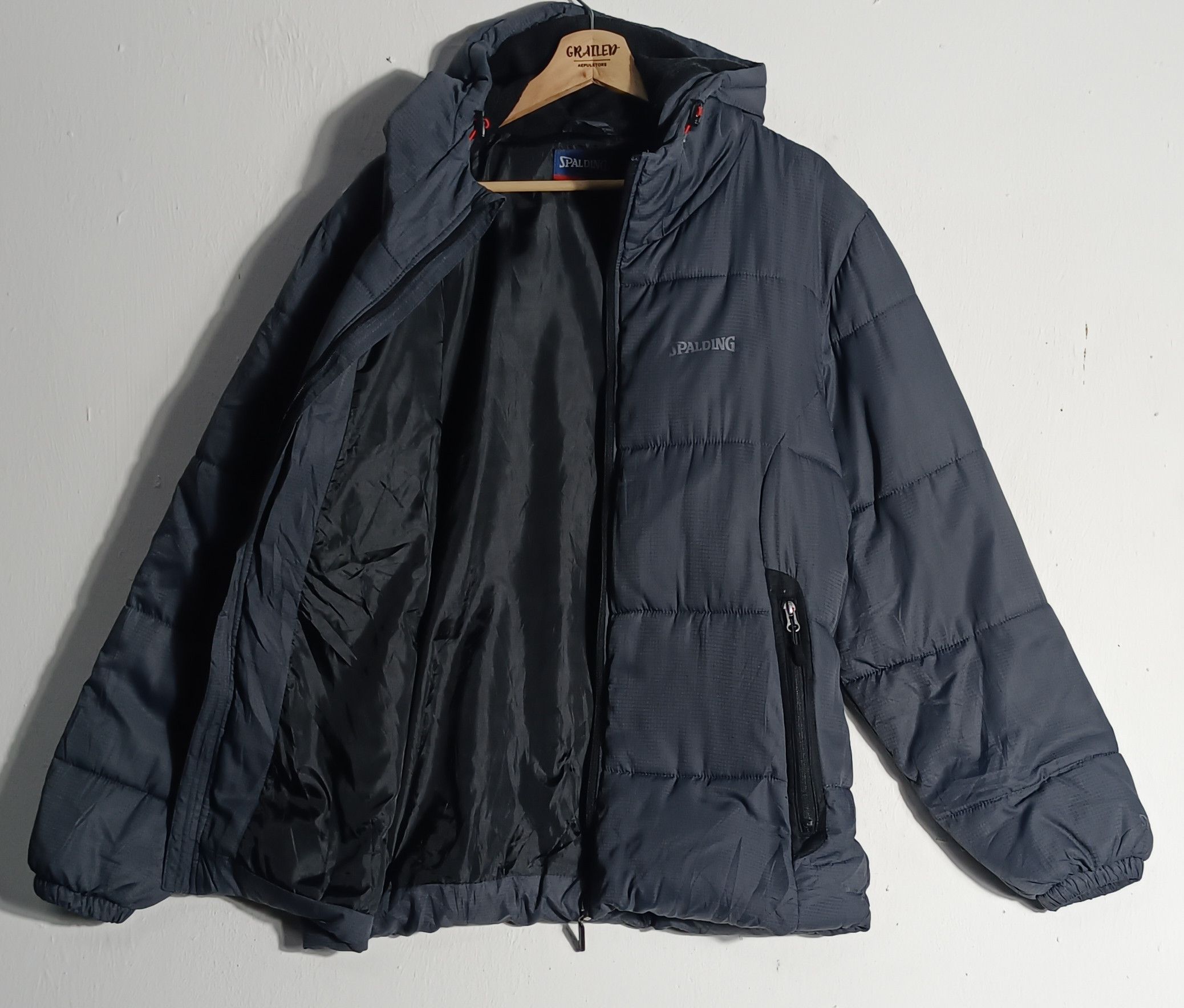 Spalding × Vintage 🔥Spalding Puffer Down Zipper Hoodie Size US XL / EU 56 / 4 - 2 Thumbnail