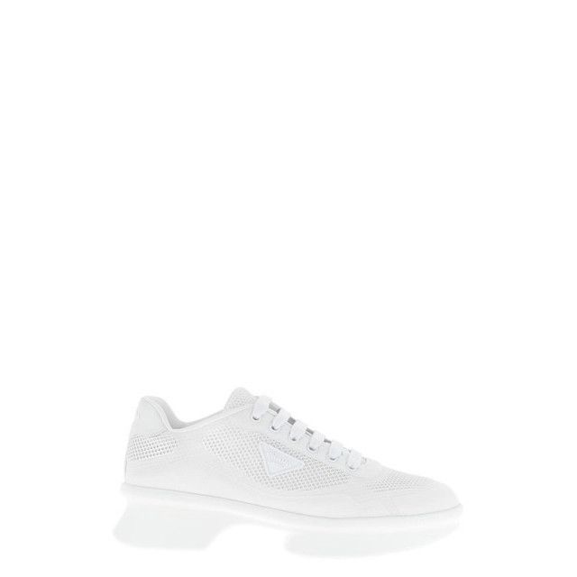 PRADA $1200 White Re-Nylon And Mesh Sneakers New And Authent