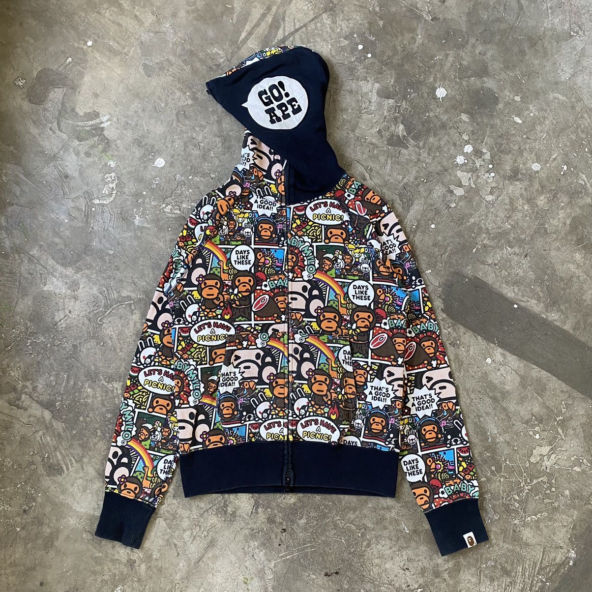 image of Bape - Baby Milo All Over Print Full Zip Hoodie, Men's (Size Small)