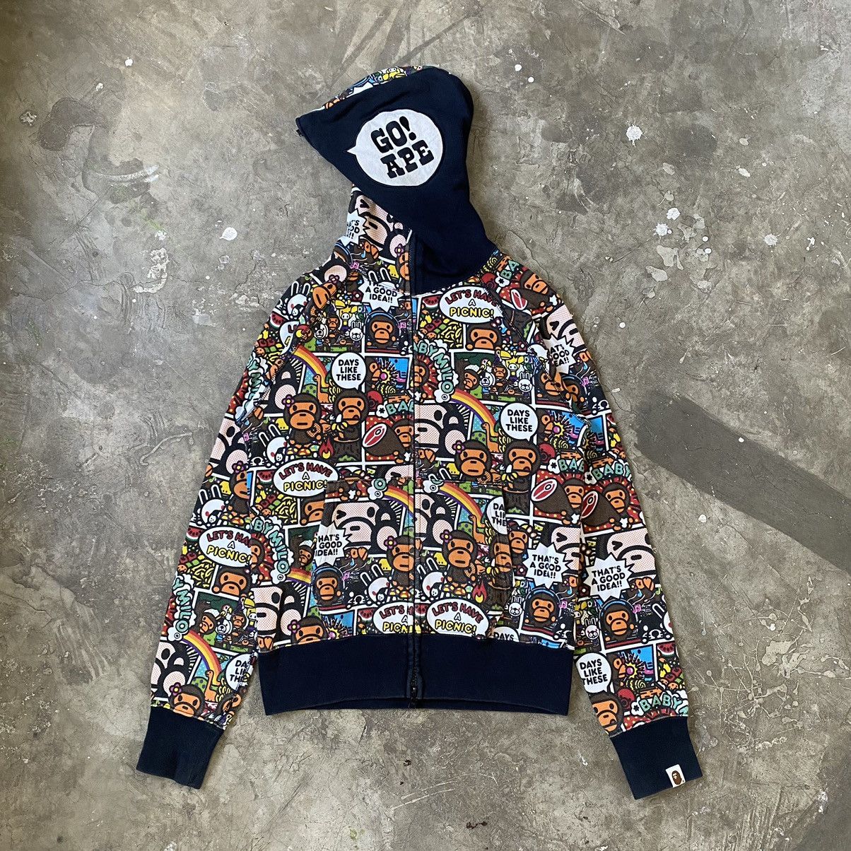 Pre-owned Bape - Baby Milo All Over Print Full Zip Hoodie In Multicolor