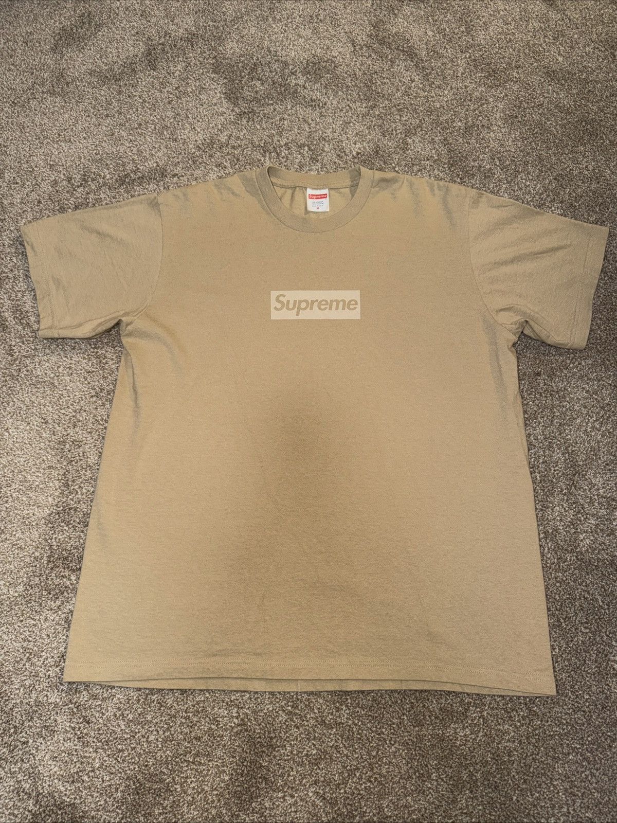 Supreme Tonal Box Logo Tee Khaki Size Medium