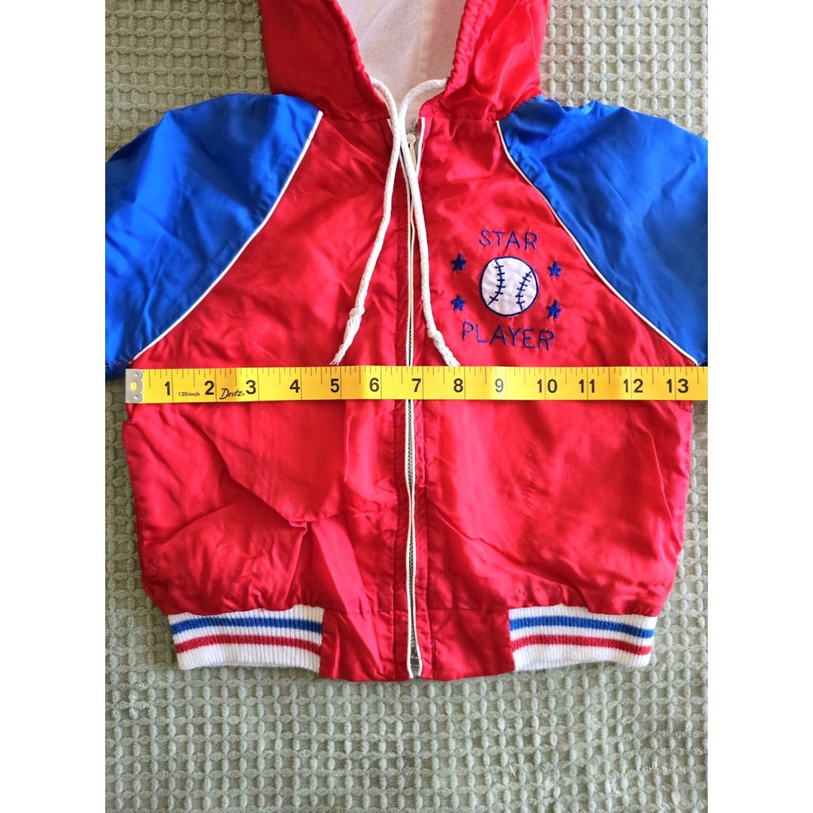 Vintage VINTAGE 80s Baseball Spring Jacket Boys 4T Hooded Full Zip Star Player Blue Sports 1980s Mens? Size US S / EU 44-46 / 1 - 5 Thumbnail