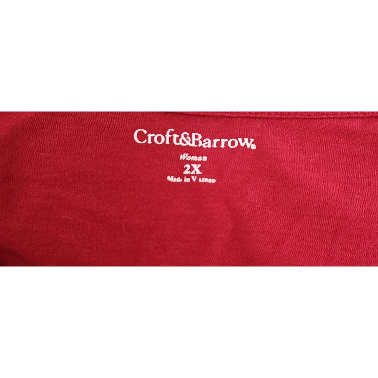 Croft & Barrow Croft & Barrow Red Pleated Bodice With Beads Top 2X Plus Size XXL / US 16-18 / IT 52-54 - 5 Thumbnail
