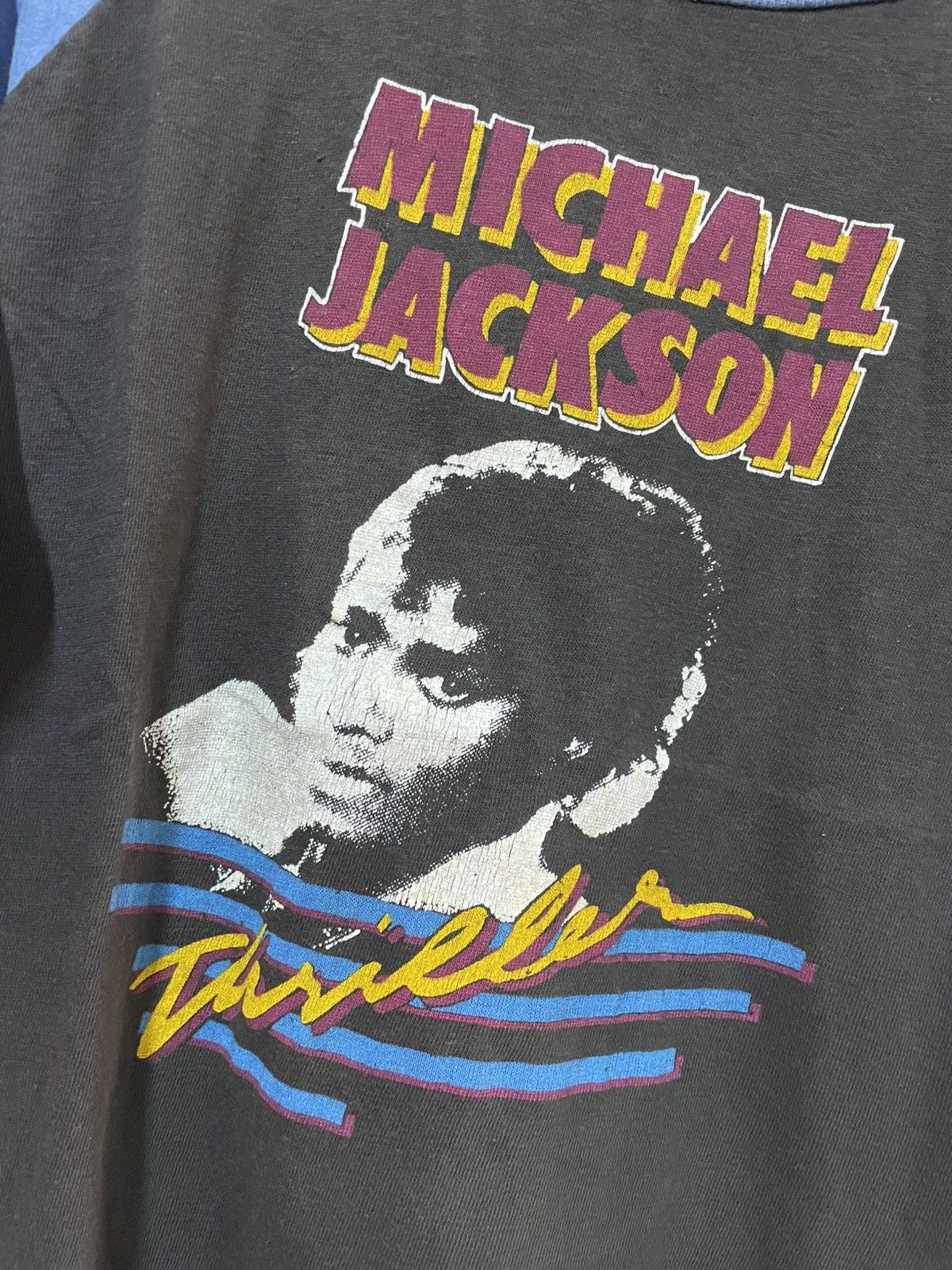 Michael Jackson Vintage Michael Jackson Raglan 3 Quater thriller promo Album Size US M / EU 48-50 / 2 - 8 Thumbnail