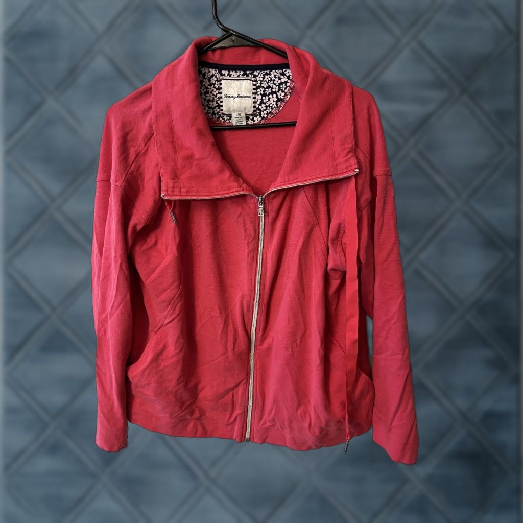 Tommy Bahama Tommy Bahama Full Zip Sweatshirt Women's Size L Pink High Neck Activewear Size L / US 10 / IT 46 - 1 Thumbnail