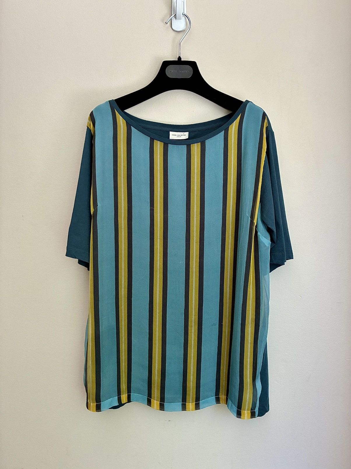 Dries Van Noten Dries Van Noten Vintage Silk Overlay Striped Tee Size US S / EU 44-46 / 1 - 12 Thumbnail
