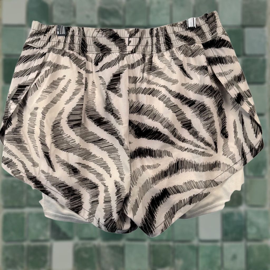 Vintage DSG Womens M 2-in-1 Running Shorts White Black Zebra Print Athletic Size 32" / US 10 / IT 46 - 1 Thumbnail