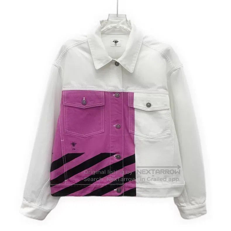 Dior Dior White striped bee embroidery stitching cotton lapel s Size XXS / US 00 / IT 34 - 1 Thumbnail