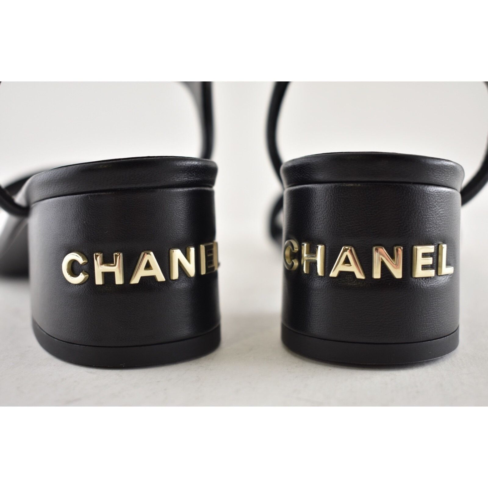 Chanel Chanel 24C Black Lambskin Leather Gold Logo Ankle Strap Size US 8 / IT 38 - 12 Thumbnail