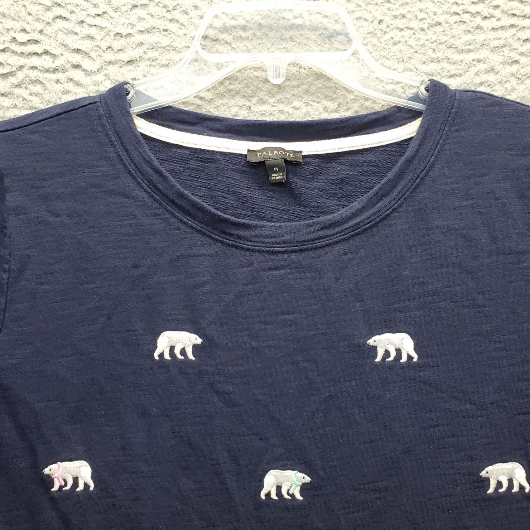 Talbots Talbots Sweatshirt Womens M Navy Knit Embroidered Polar Bear Pullover Side Slit Casual Pullover Size M / US 6-8 / IT 42-44 - 5 Thumbnail