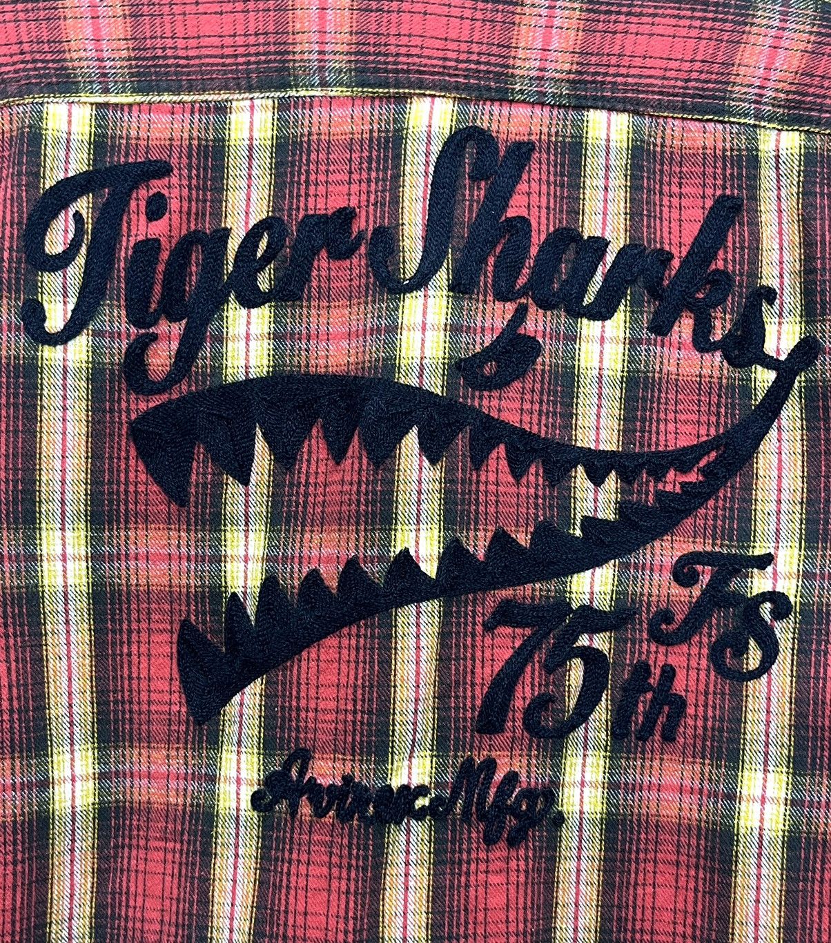 🦈 AVIREX Big Embroidery TIGER SHARKS Cotton-Rayon Flannel