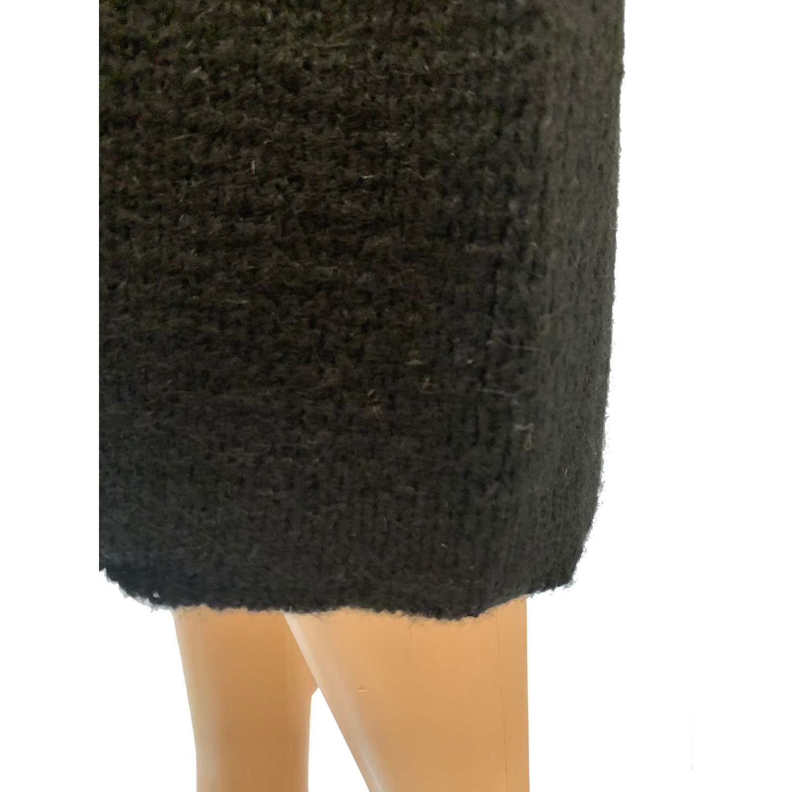 Seditionaries × Vintage 70s 80s Black Knit Boucle Midi Skirt Textured Knit | M Size 29" - 2 Thumbnail