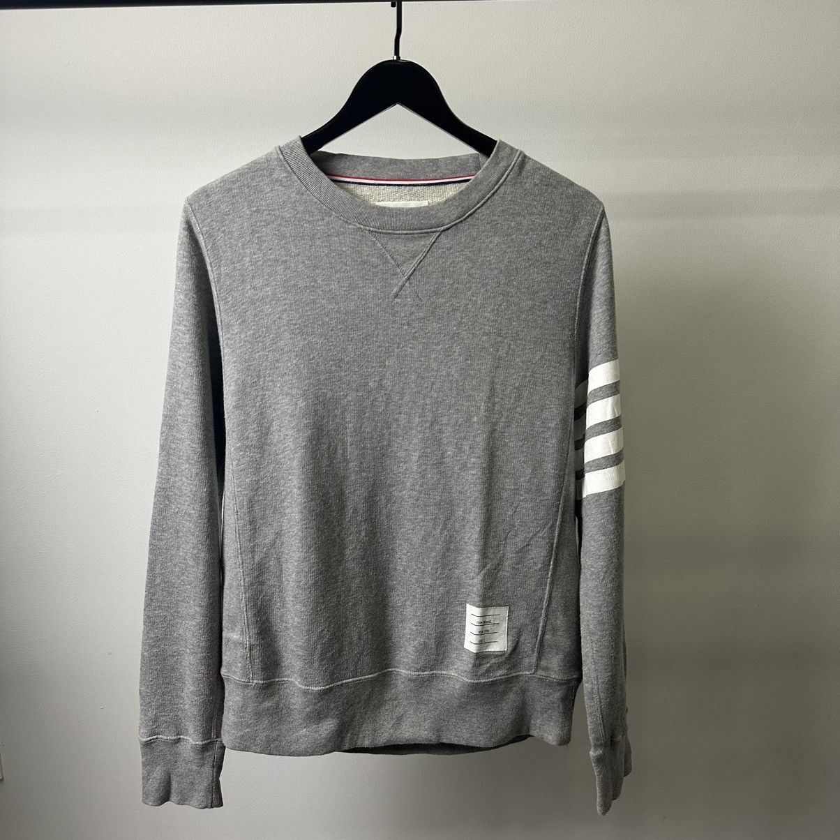 image of Fortino Made In Italy Thom Browne 4Bar Grey Sweater, Men's (Size Medium)