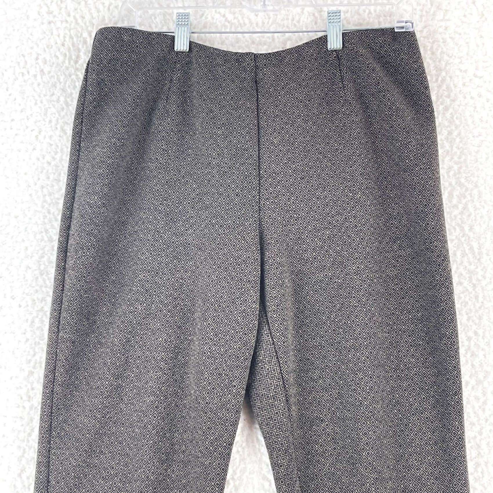 J. Jill J. Jill Brown Ponte Slim Leg Pants Womens Geometric Pull On Straight Leg Size Medium Petite Size 32" / US 10 / IT 46 - 2 Thumbnail