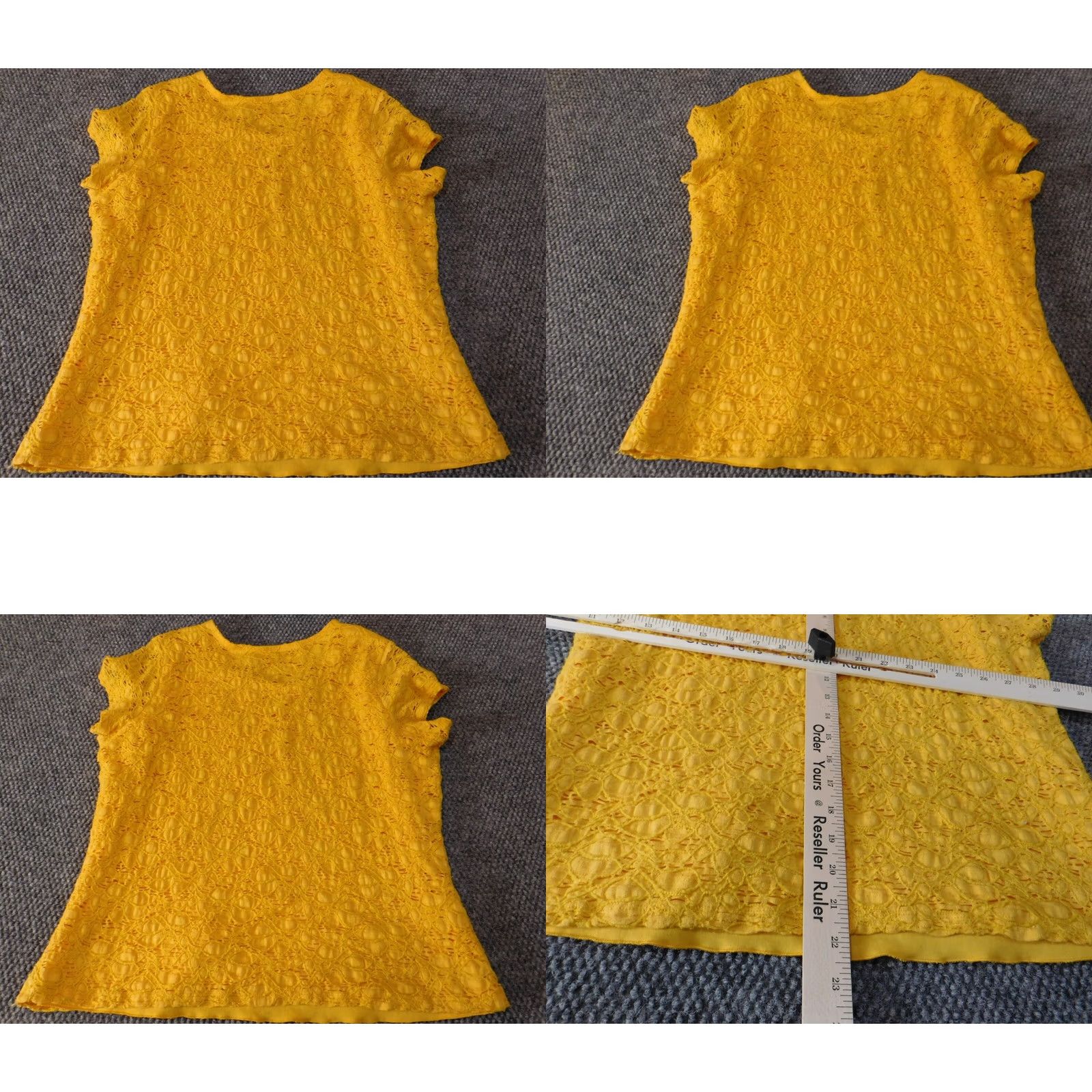 Coldwater Creek Coldwater Creek Blouse XL Womens Yellow Floral Lined Knit Sleeveless Cap Sleeve Ruffle Collared Casual Size XL / US 12-14 / IT 48-50 - 8 Thumbnail
