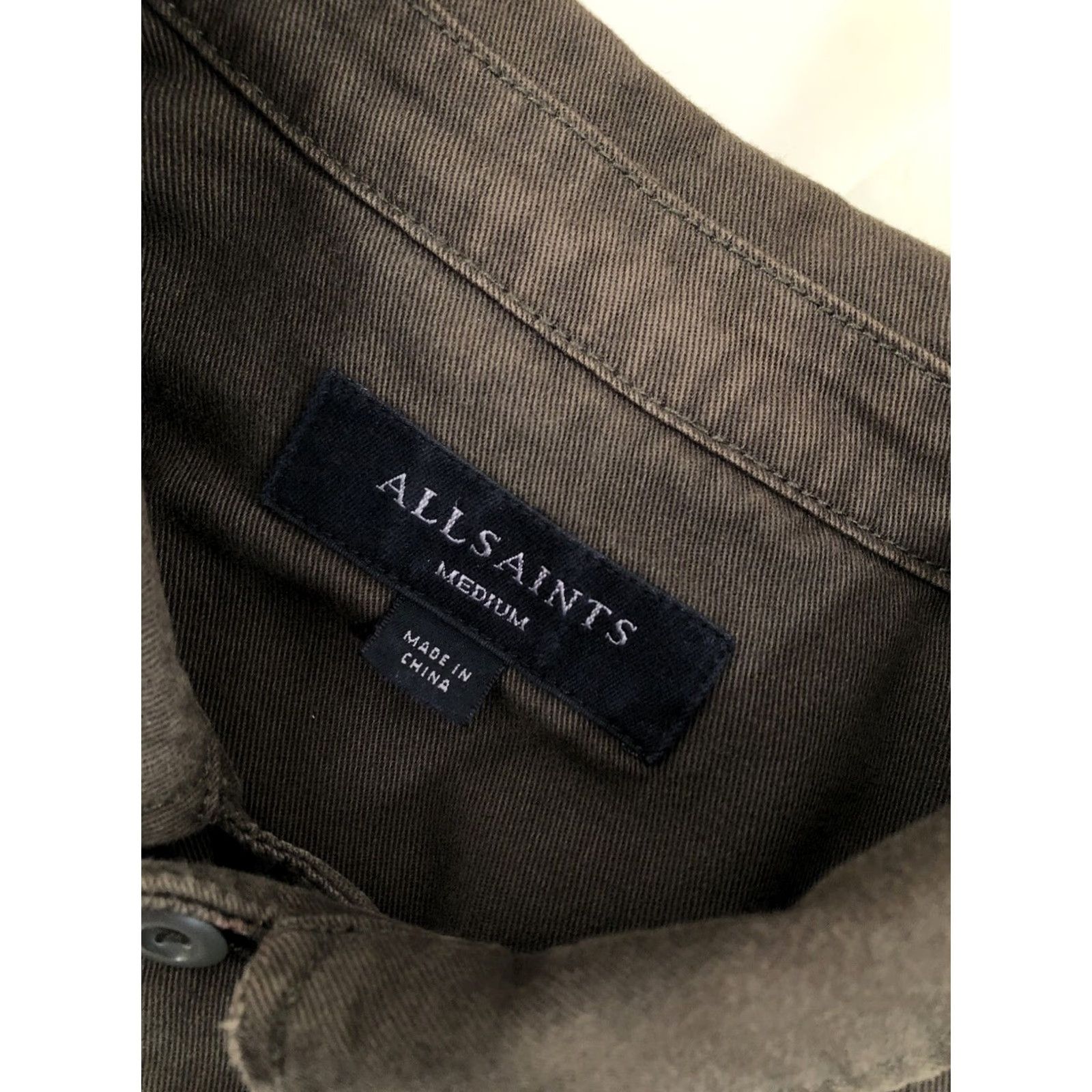 Allsaints All Saints Military Mens Md. Shirt LS Button-Up M Color Slightly Greenish Brown Size US M / EU 48-50 / 2 - 5 Thumbnail