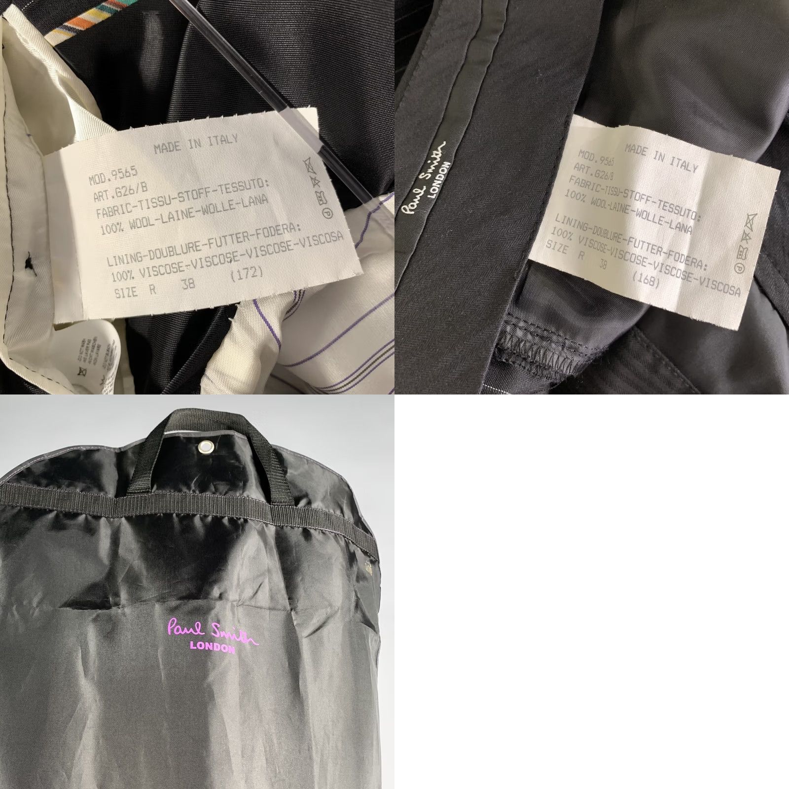 Paul Smith PAUL SMITH Suit Black White Pinstripe Wool Notch Lapel Size 38 Men Size 38R - 8 Thumbnail