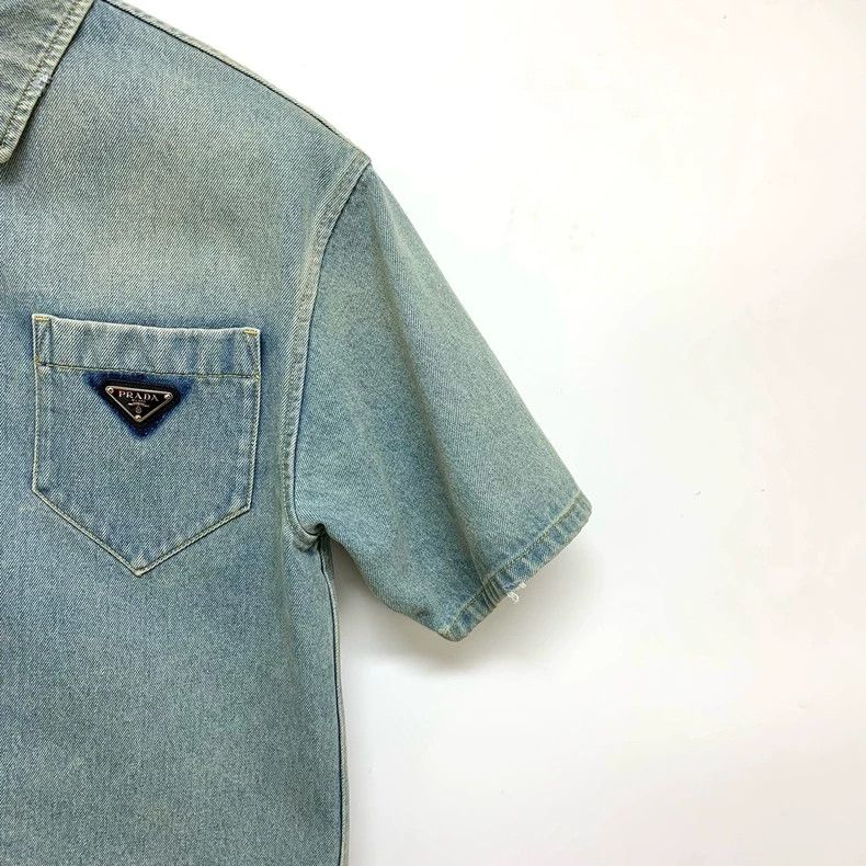 Prada Prada Triangle denim cardigan short sleeves 2503-Nextarrow Size US XXS / EU 40 - 7 Thumbnail