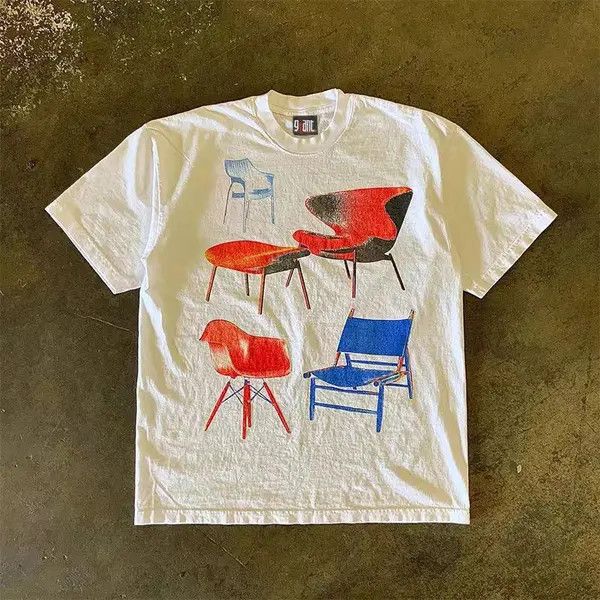 Japanese Brand White Loose Casual Chair Printed Short Sleeve T-Shirt Size US XL / EU 56 / 4 - 1 Thumbnail