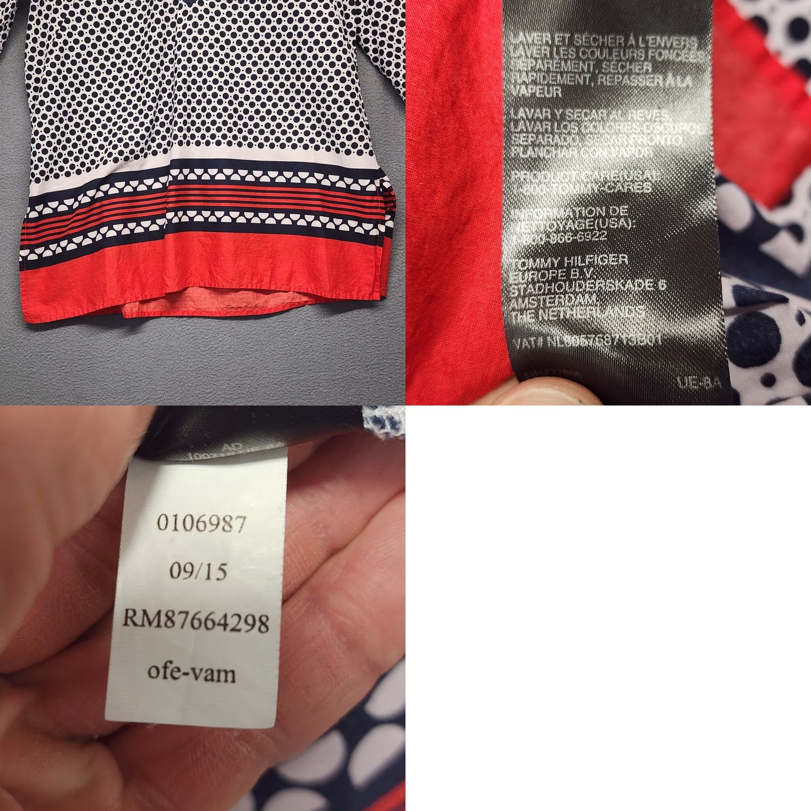 Tommy Hilfiger Tommy Hilfiger Tunic Top Womens Medium Blue Red Popover Lightweight 100% Cotton Geometric V-Neck Blouse Shirt Pullover Machine Washable Size M / US 6-8 / IT 42-44 - 8 Thumbnail