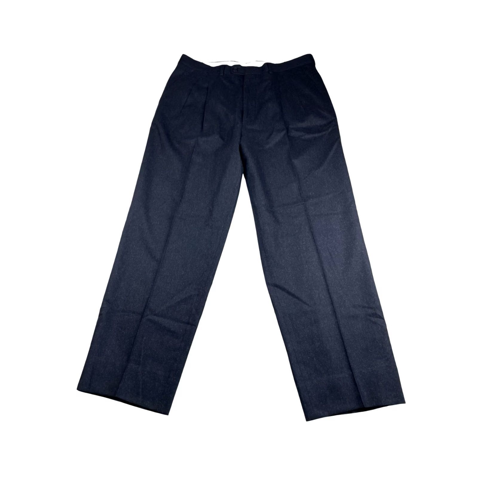 Vintage Dunhill Men’s 100% Wool Flannel Flat Front Dress Pants Navy Blue Italy 36x30 Jeans? Size US 36 / EU 52 - 3 Thumbnail