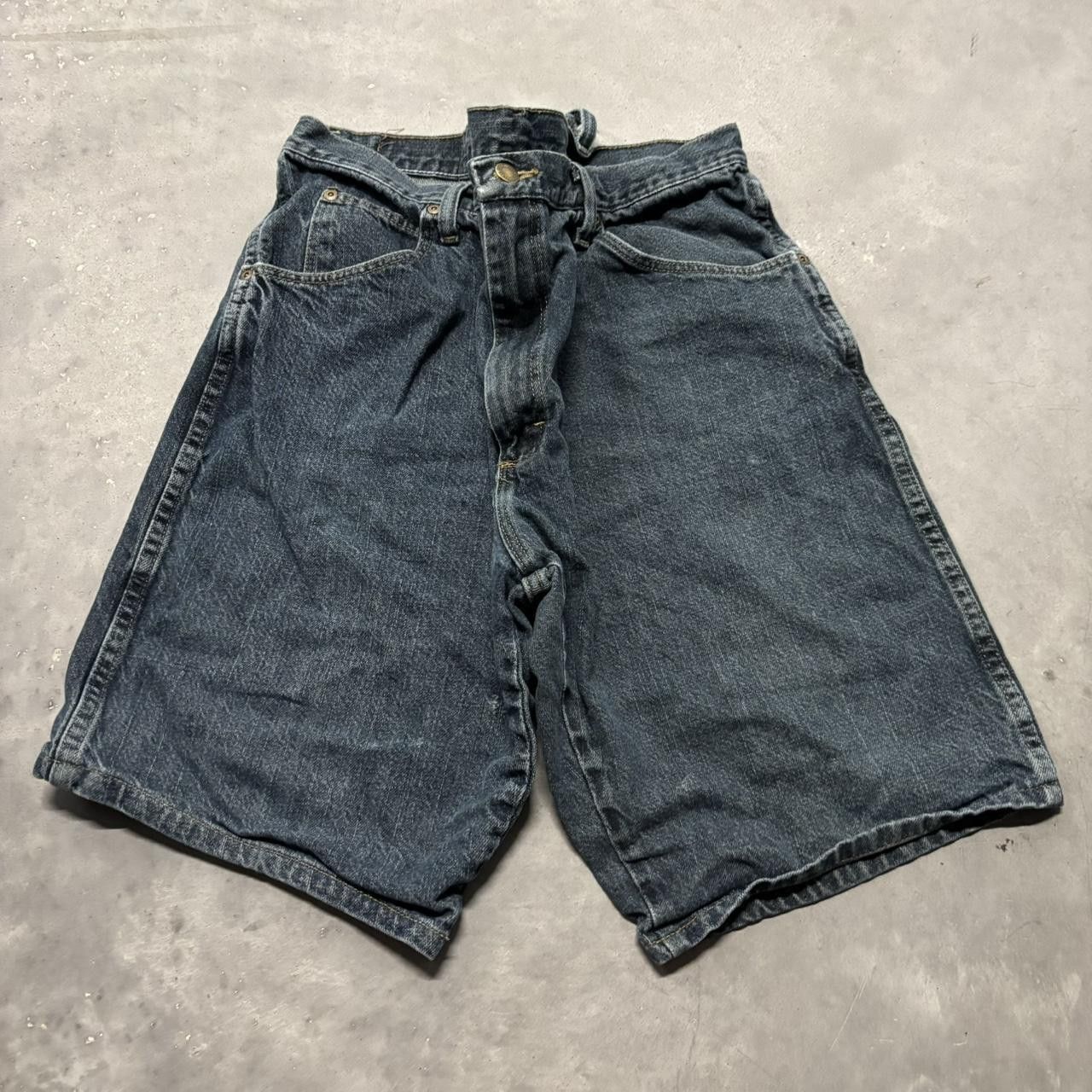 Japanese Brand × Vintage Crazy Vintage Y2K/2000s Grunge Dark Wash Skater Jean Shorts Jorts! Size US 38 / EU 54 - 1 Thumbnail