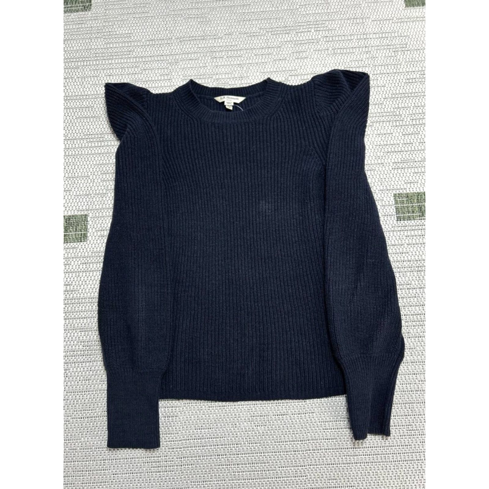 Vintage VINTAGE LK Bennett Sweater Womens Small Blue Cotton Ribbed Tight Knit Puff Sleeve Cozy Size S / US 4 / IT 40 - 2 Thumbnail