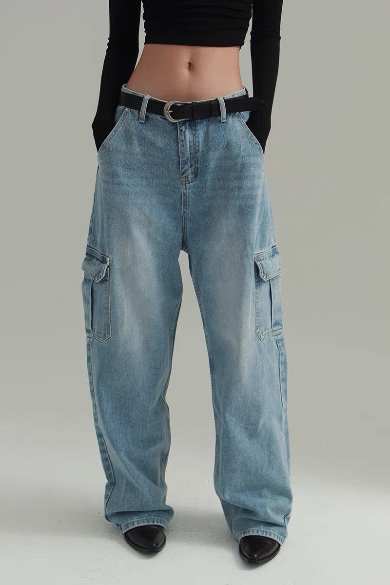 Seditionaries Blue cargo jeans in new rock balenciaga rick owens style ...