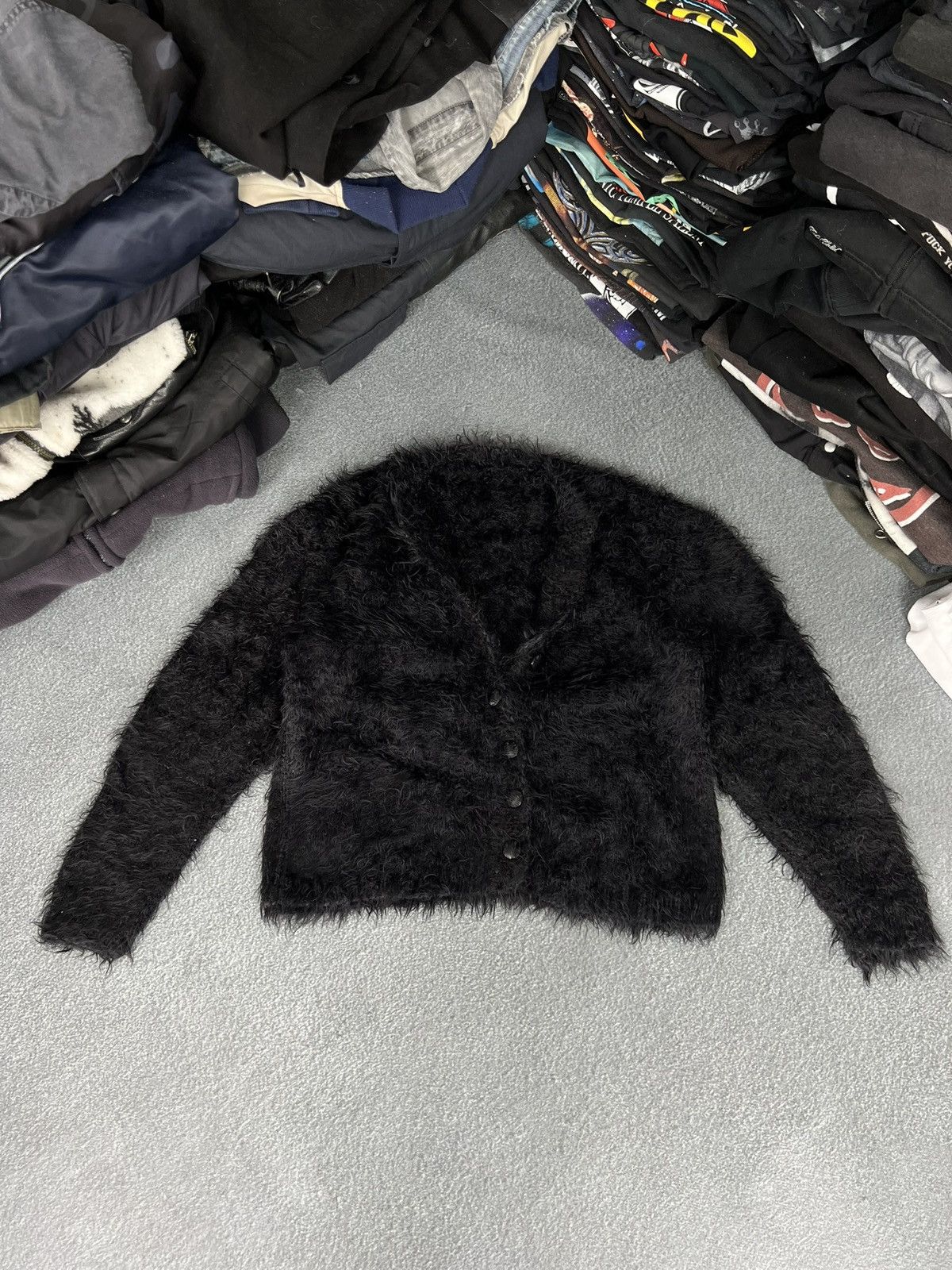 Japanese Brand Vintage Mohair Fuzzy Cardigan Black Sweater Japanese Y2k Size M / US 6-8 / IT 42-44 - 1 Thumbnail