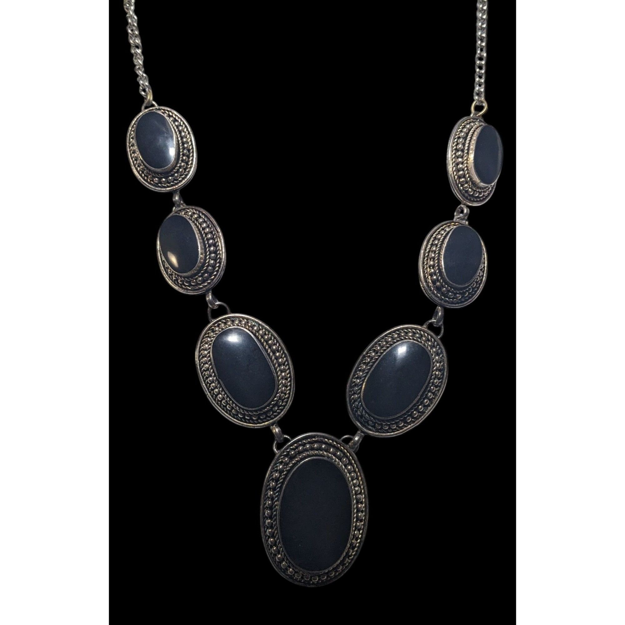 Other Black And Silver Enamel Cabochon Necklace Size ONE SIZE - 2 Thumbnail