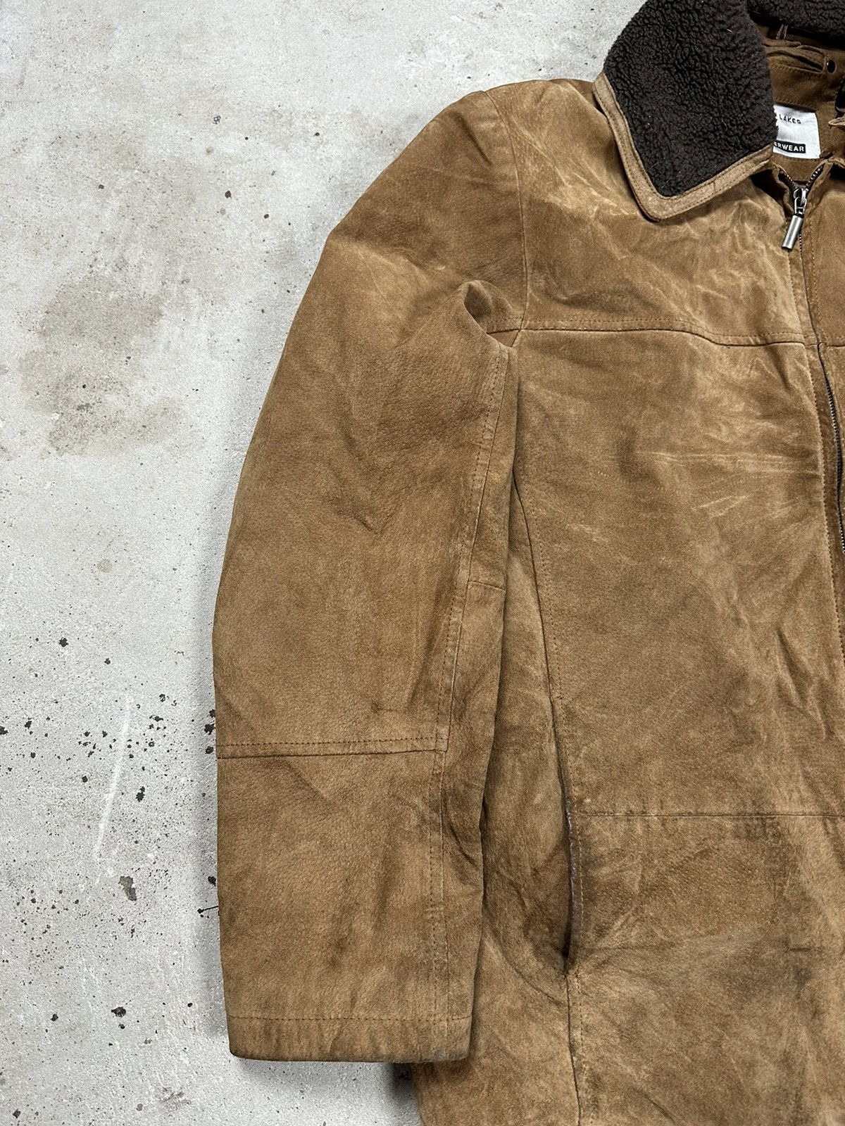 Vintage Vintage y2k Brown Leather Suede Jacket Fleece Collar Sherpa Size US XL / EU 56 / 4 - 6 Thumbnail