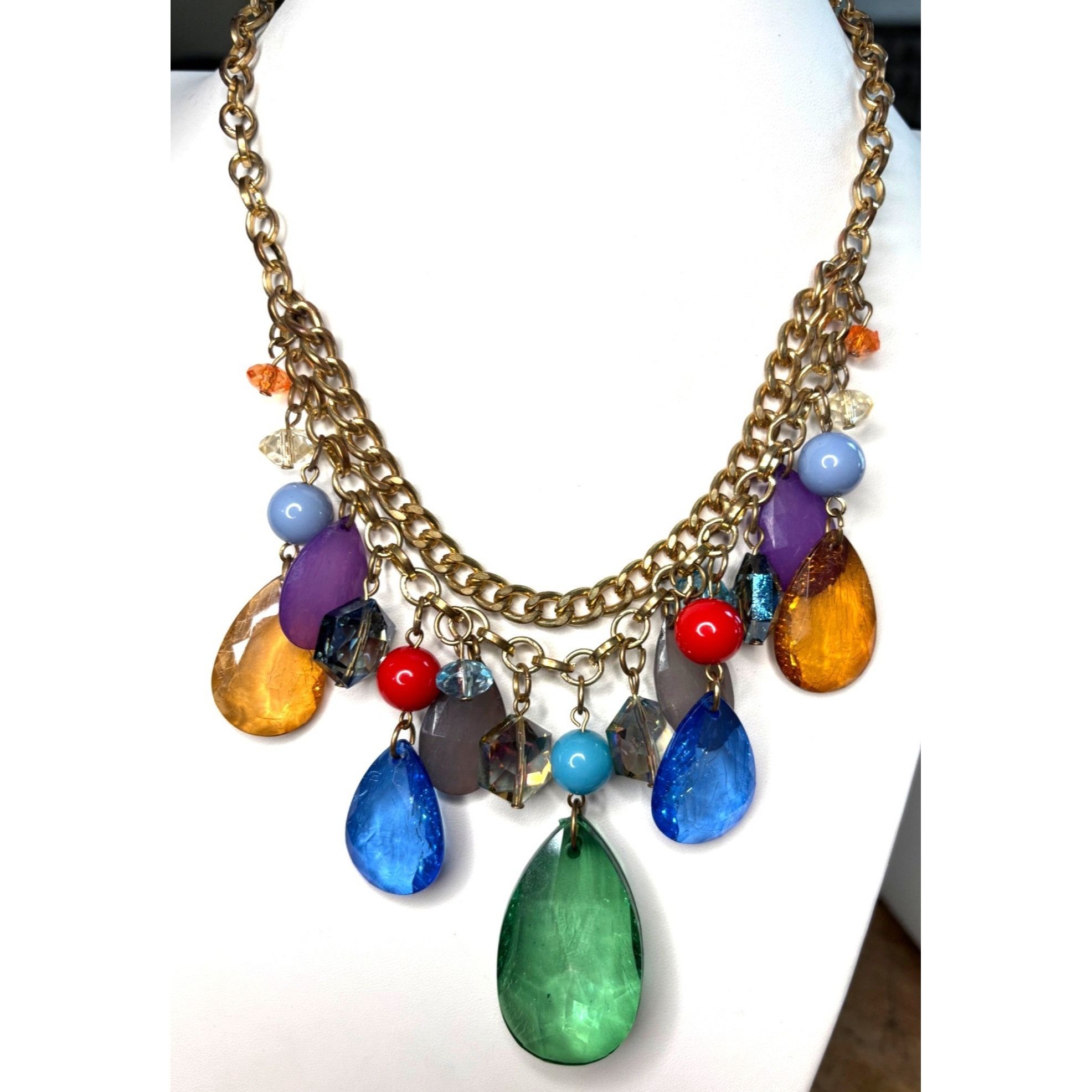 Other Chunky Multi-Color Beaded Statement Necklace With Gold-Tone Size ONE SIZE - 1 Thumbnail