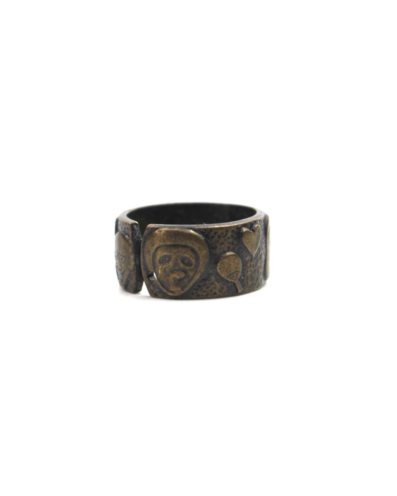 Hysteric Glamour 2000S JAPANESE MADE BRONZE FACES & HEARTS CUFF RING Size ONE SIZE - 3 Thumbnail