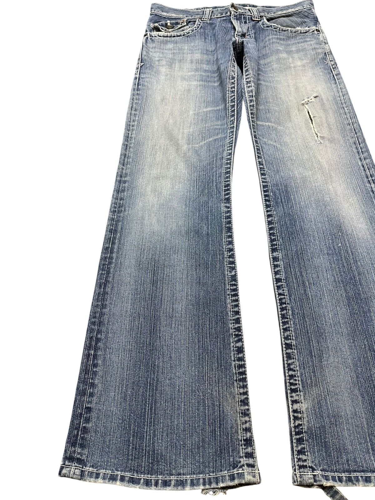 Edwin Vintage Edwin Exclusive Vintage Faded Flare Distressed Denim Size US 33 - 3 Thumbnail