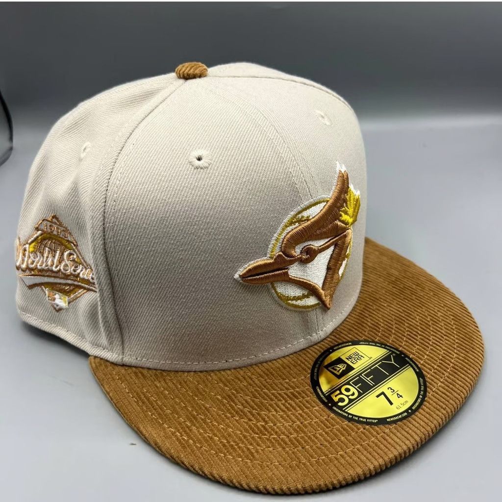 New Era Toronto Blue Jays Hat Men 7 3/4 Brown Corduroy Fitted Cap Size ONE SIZE - 1 Thumbnail