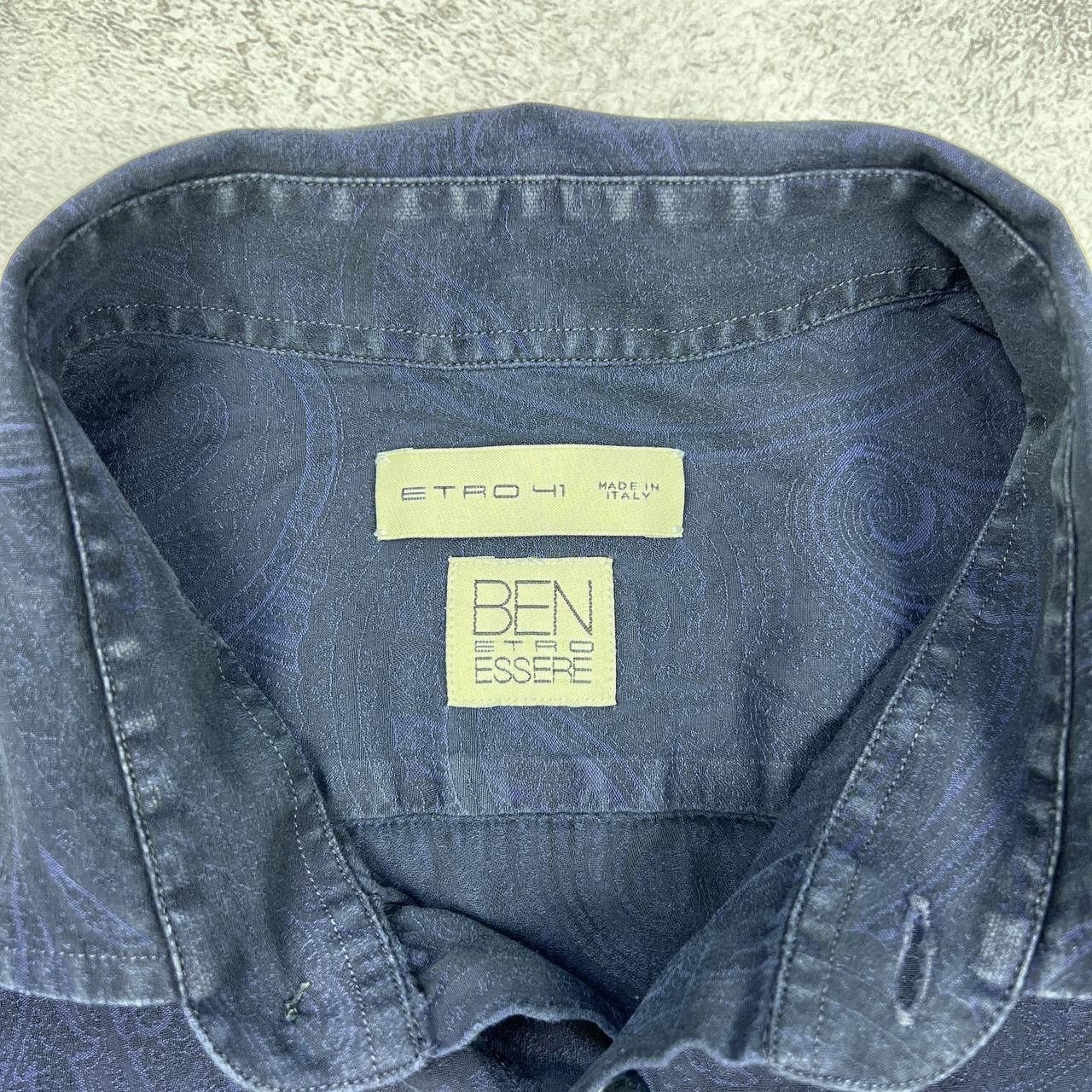 Etro ETRO Milano Men's Blue Paisley Jacquard Short Sleeve Shirt Size US XS / EU 42 / 0 - 6 Thumbnail